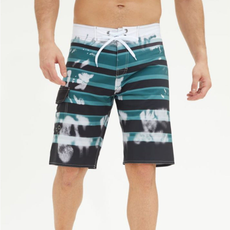 Stylish 3Sixty5 Bold summer swimwear for men with striped pattern and side pocket