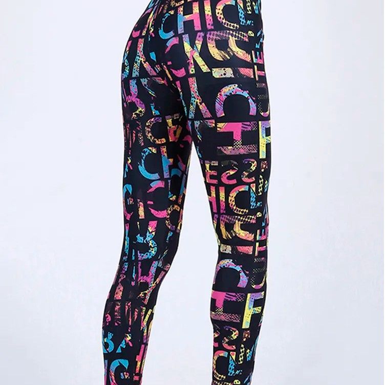 Colorful letter leggings by Stylish 3Sixty5 featuring a vibrant, eye-catching design with bold letters