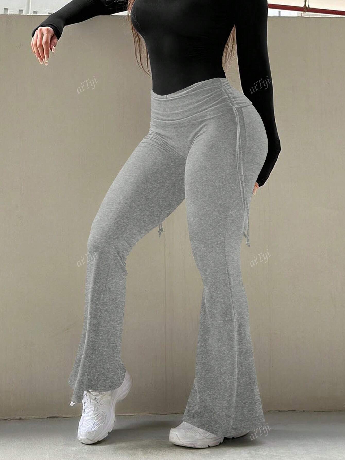 Gray Stylish 3Sixty5 comfortable stylish trousers with a flared design for a trendy look