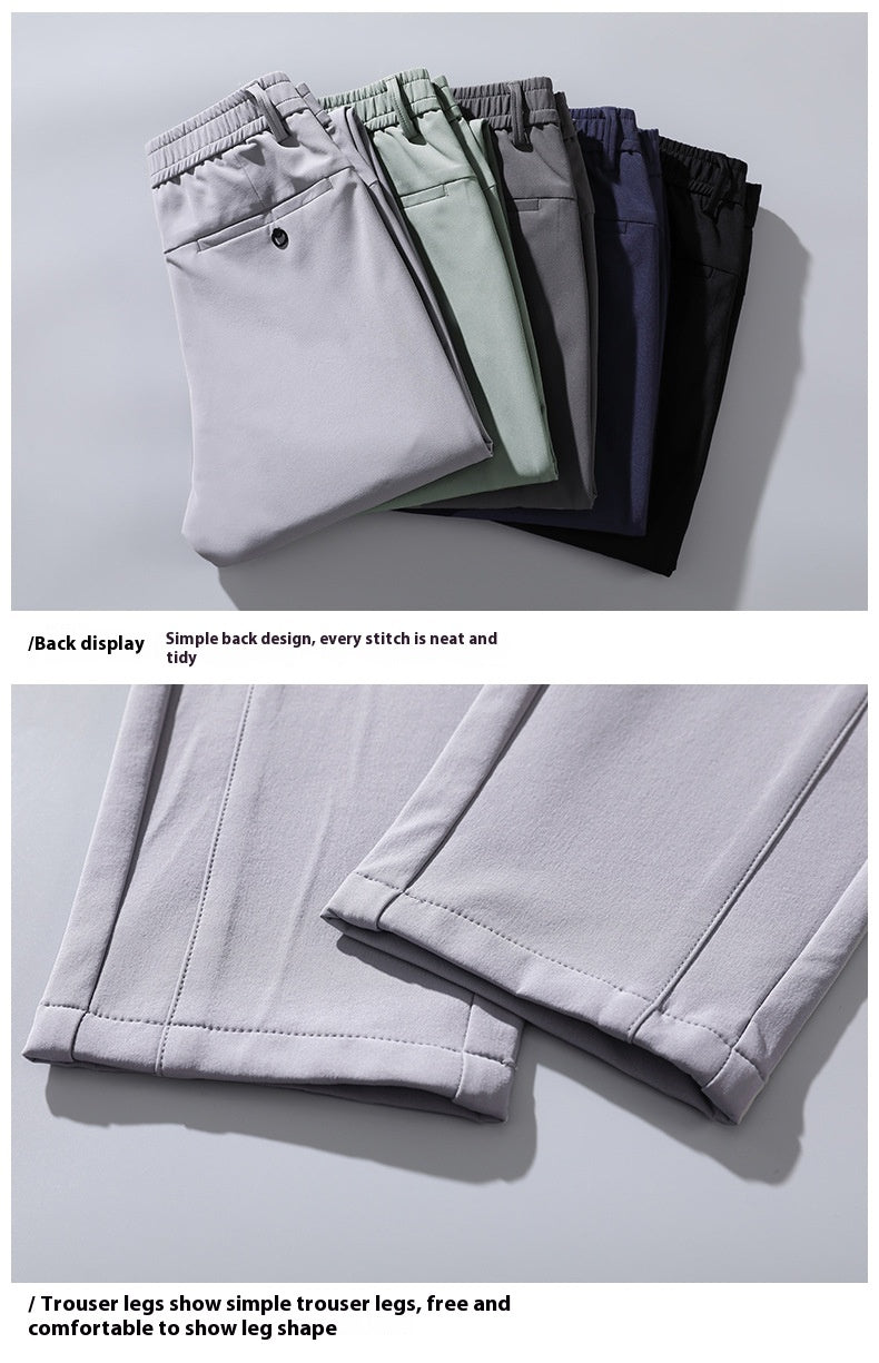 Ice silk men's casual pants in various colors with a simple back design and comfortable fit