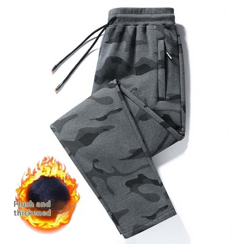 Stylish 3Sixty5 men's autumn joggers in grey camo with plush and thickened fabric for comfort