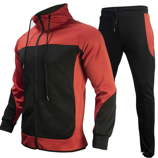 Stylish 3Sixty5 men's contrast sweatshirt set in red and black for a trendy athletic look
