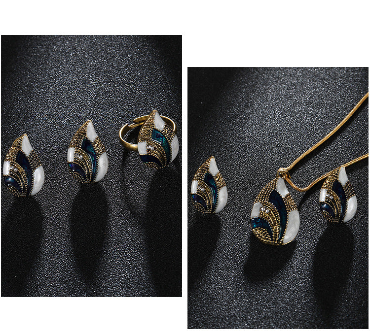 Ocean Mist Drop Jewelry Set featuring elegant earrings and a matching pendant for sophisticated style