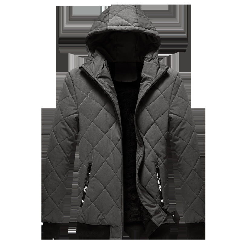 Stylish 3Sixty5 premium velvet cotton hoodie in charcoal gray with quilted design and front pockets