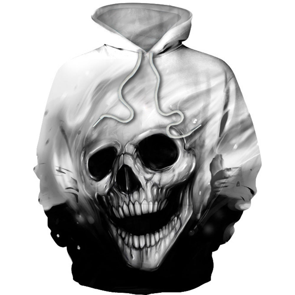 Stylish 3Sixty5 skull print hooded jacket with a striking black and white design for casual wear