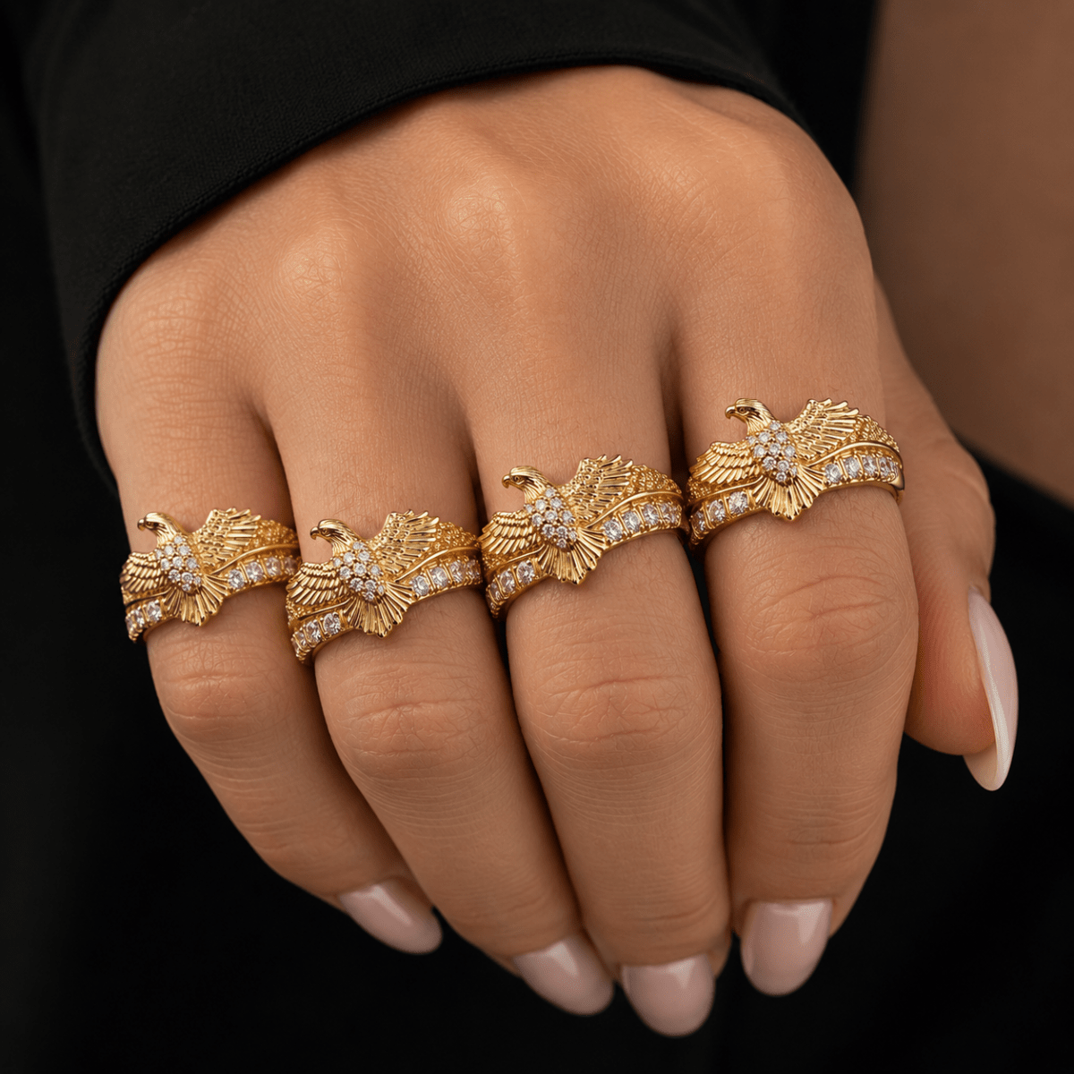 Golden Crest Eagle Ring - Stylish 3Sixty5
