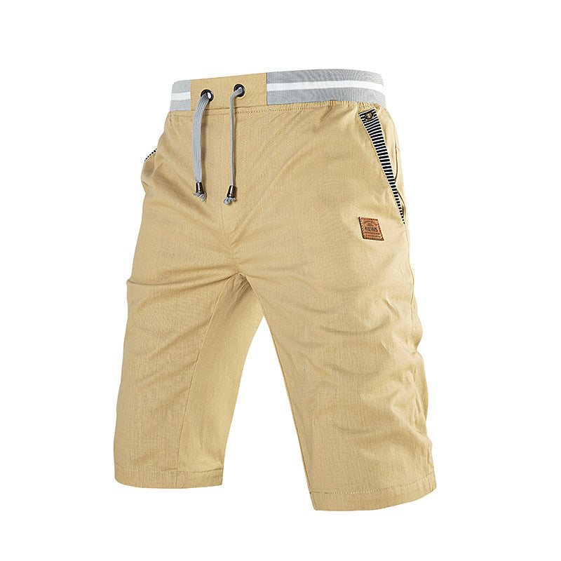 Stylish 3Sixty5 trendy streetwear cotton crops in light beige with adjustable drawstring and pockets