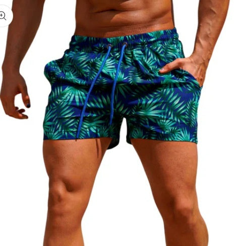 Stylish 3Sixty5 trendy summer swimwear for men with a vibrant palm leaf design