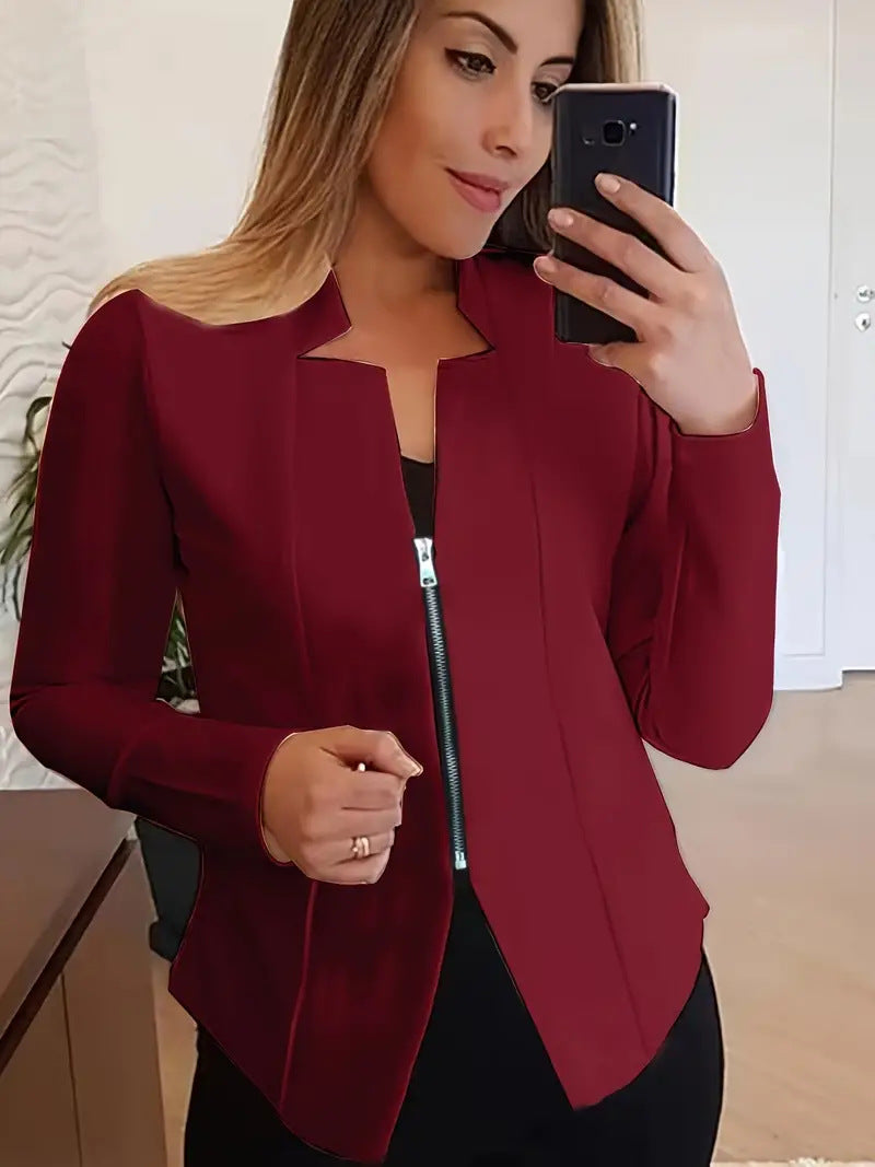 Stylish 3Sixty5 sleek women's zip jacket in burgundy with a modern cut and front zipper