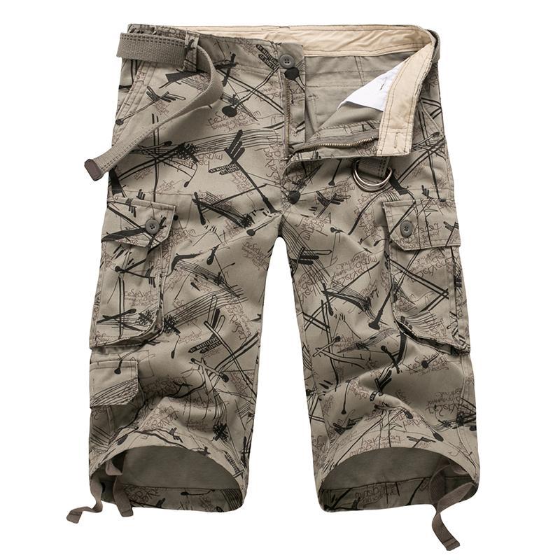 Coastline Casuals printed shorts in light brown with cargo pockets and stylish design