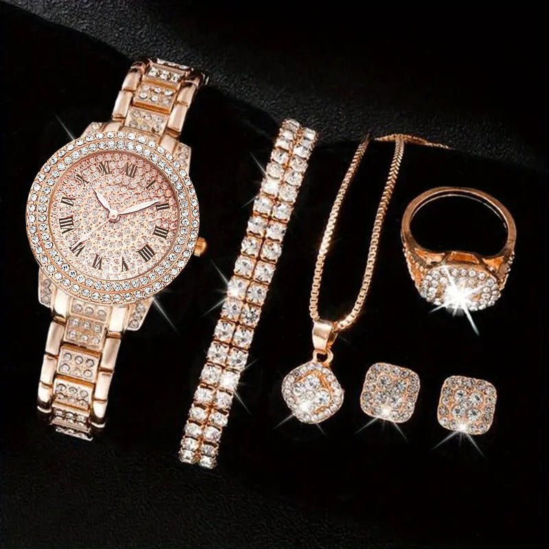 Diamond Roman Watch Set - Stylish 3Sixty5