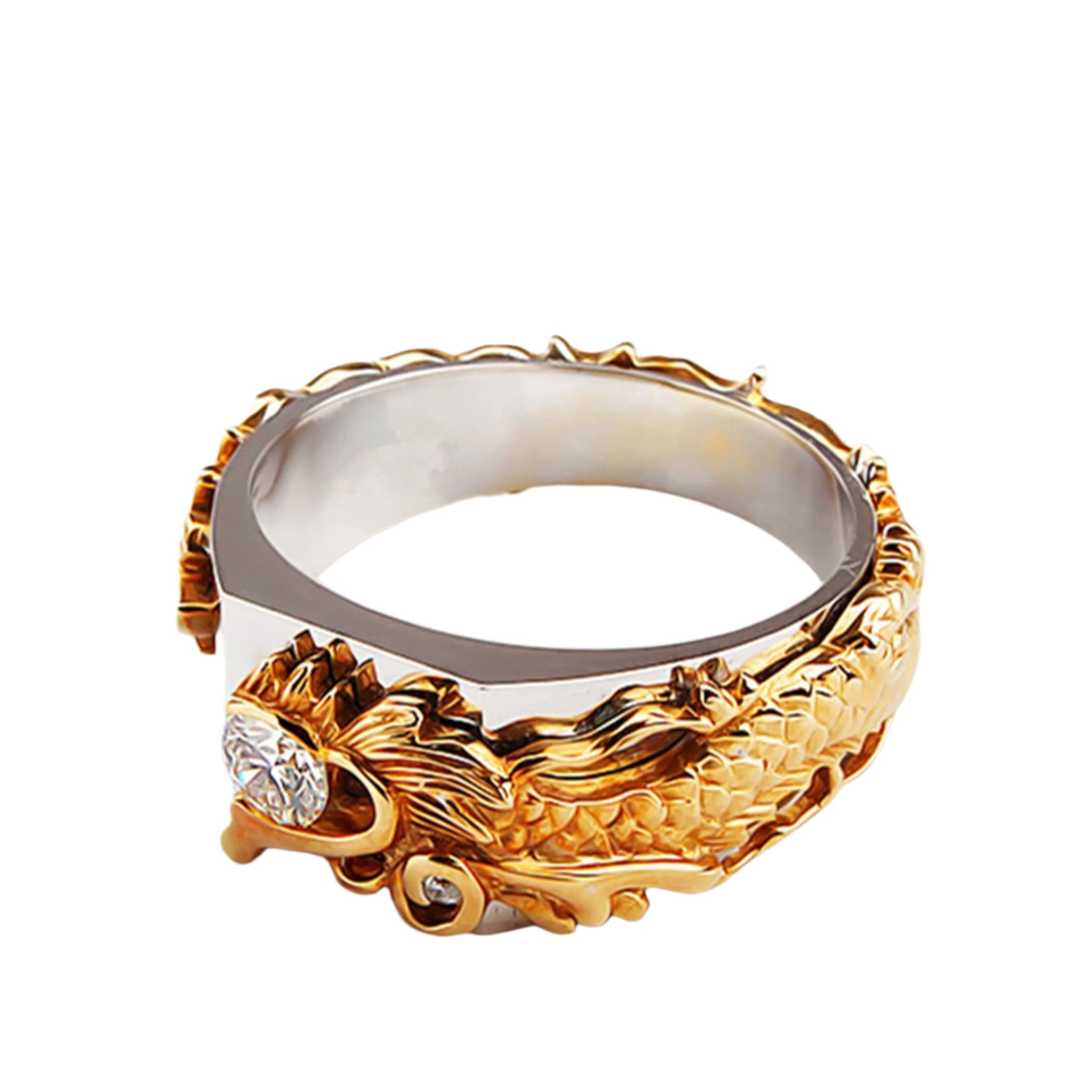 Stylish 3Sixty5 dragon zircon statement ring with intricate dragon design and sparkling gems