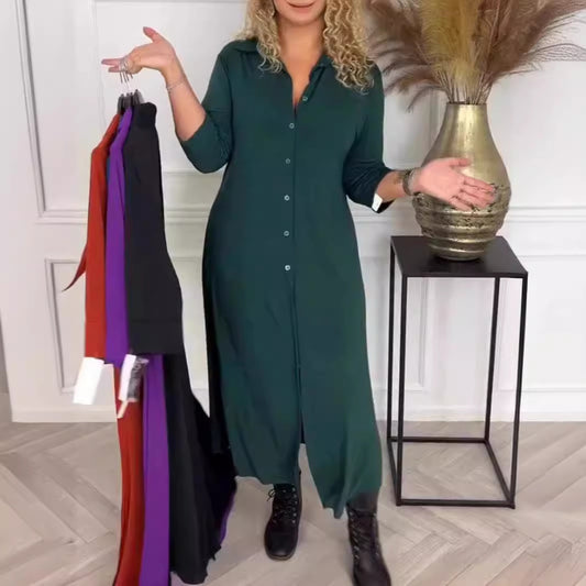 Stylish 3Sixty5 edgy buttoned-up dress in green, perfect for casual and chic looks