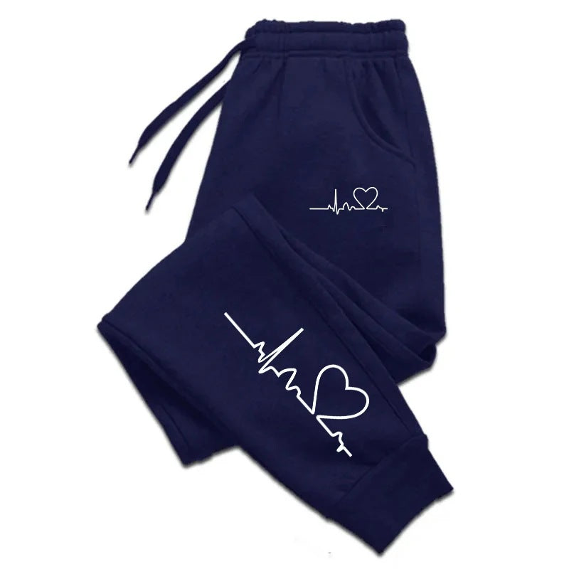 Navy Stylish 3Sixty5 everyday glam track pants with heartbeat graphic design