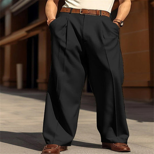 Stylish 3Sixty5 fashion-forward baggy men's trousers in black with a relaxed fit and front pleats