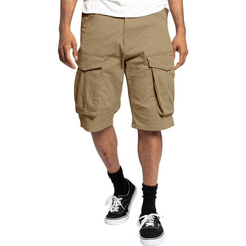 Forgewear cargo shorts for men in khaki with multiple pockets for versatile outdoor wear