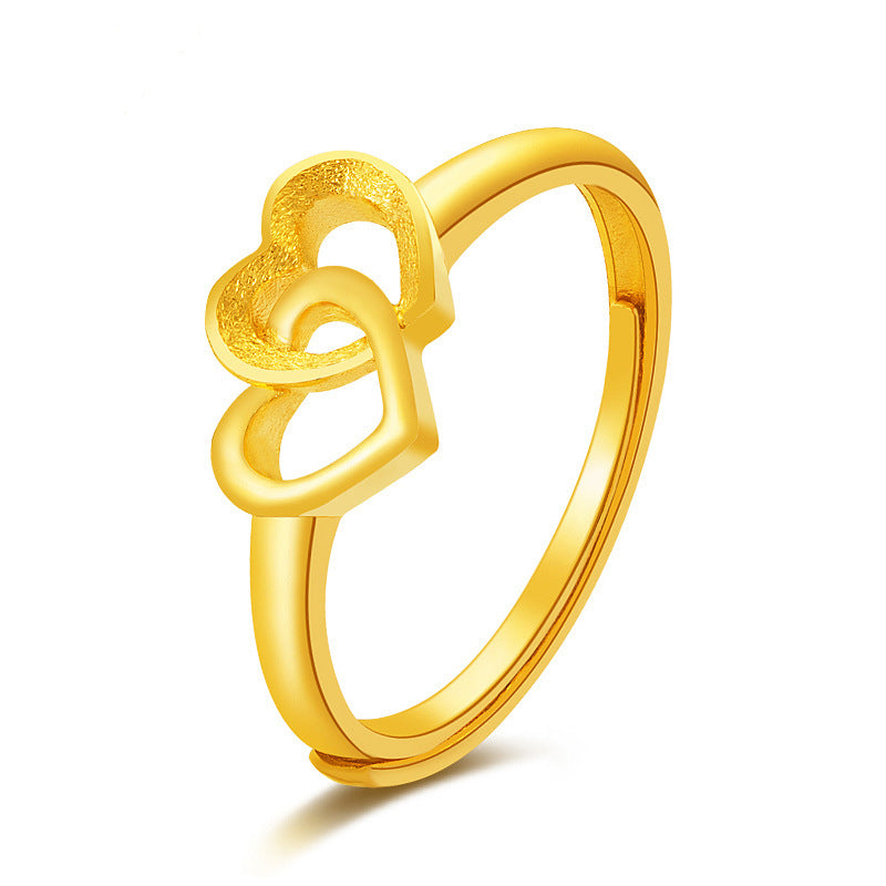 Stylish 3Sixty5 gold plated brass ring featuring interlocking heart design for a trendy look