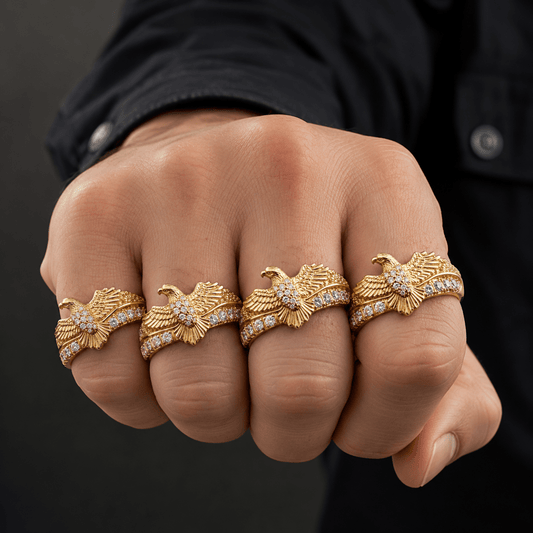 Golden Crest Eagle Ring - Stylish 3Sixty5
