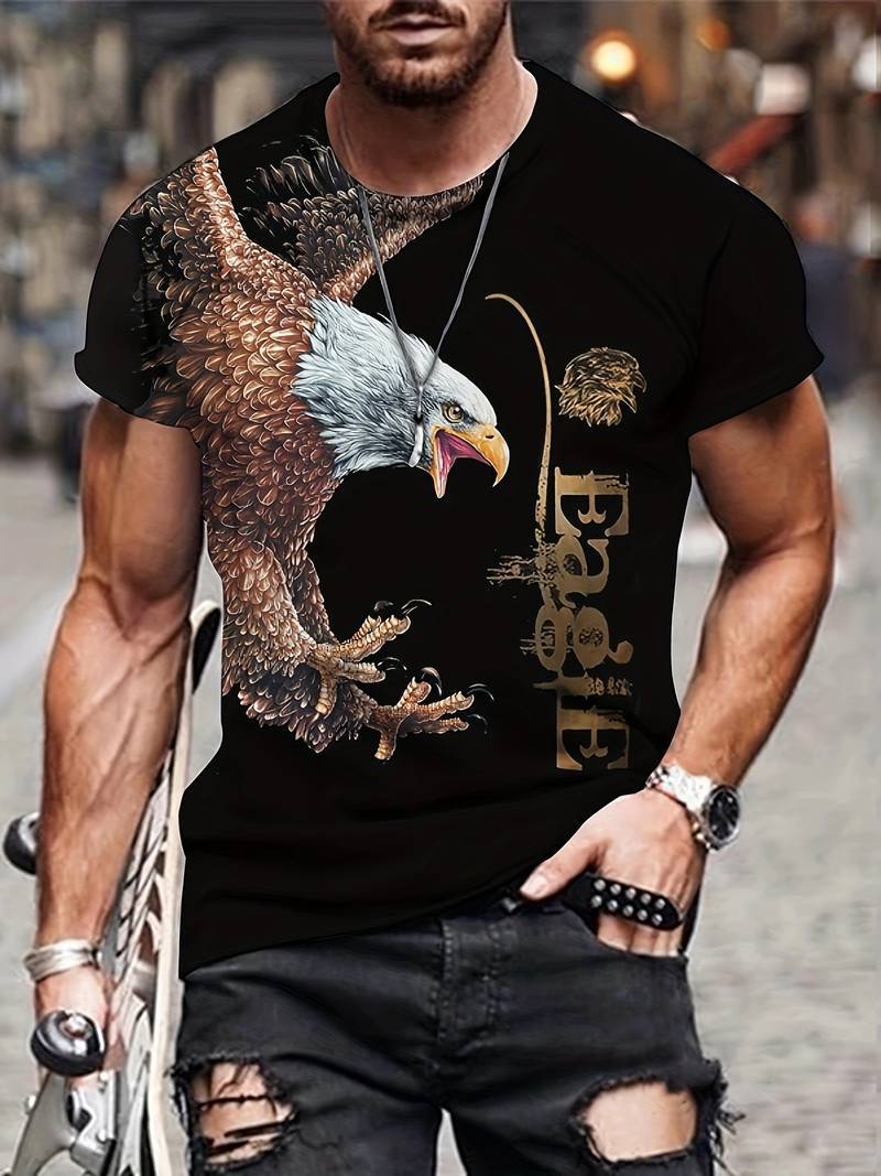 Men's Stylish 3Sixty5 graphic eagle top featuring a bold eagle design on a black background