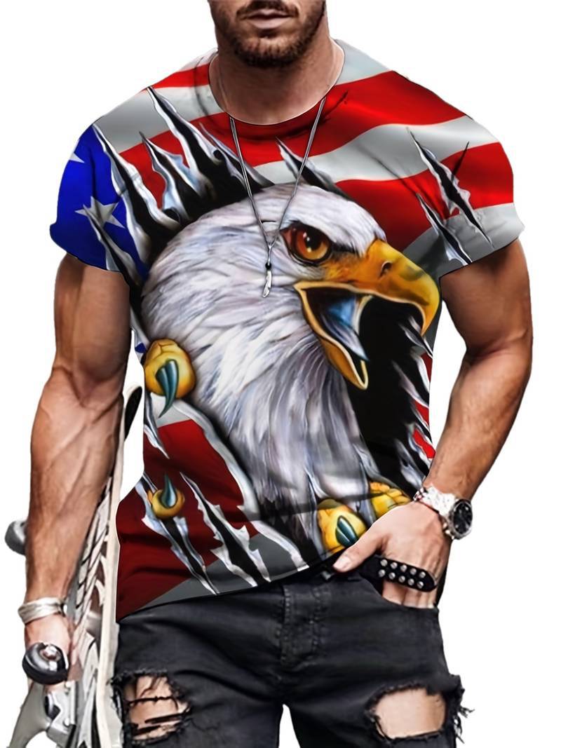 Stylish 3Sixty5 Graphic eagle top with American flag design and claw marks for a bold look