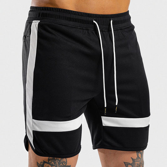 Stylish 3Sixty5 gym shorts with stripes in black and white for comfortable workouts