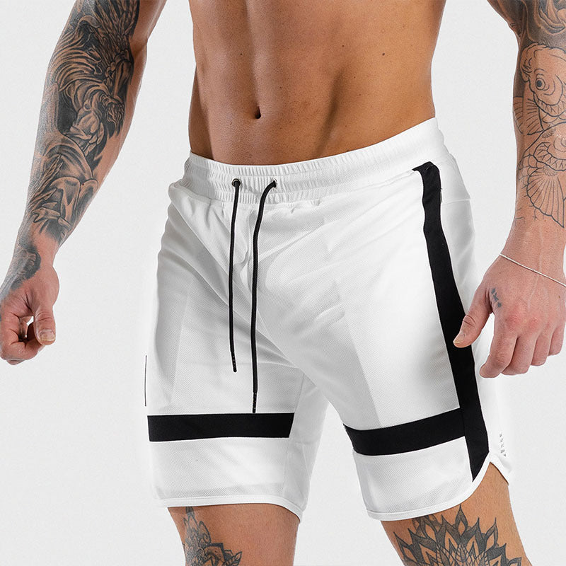 Stylish 3Sixty5 gym shorts with stripes in white and black for comfortable workouts