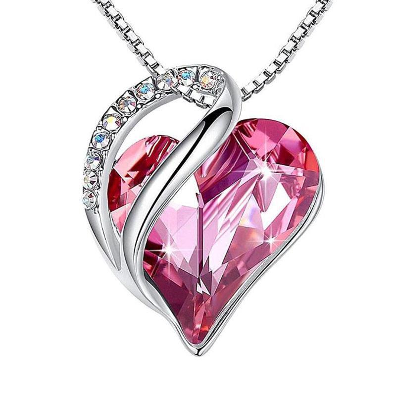 Stylish 3Sixty5 heart-shaped pendant necklace with sparkling pink crystal and silver chain