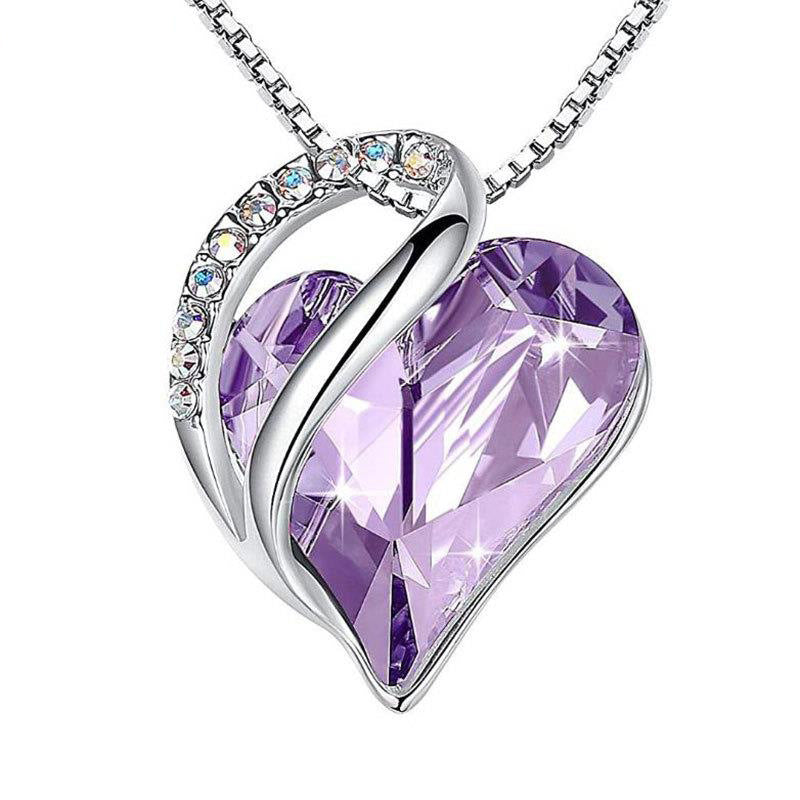 Stylish 3Sixty5 heart-shaped pendant necklace with a sparkling purple gemstone and elegant silver design