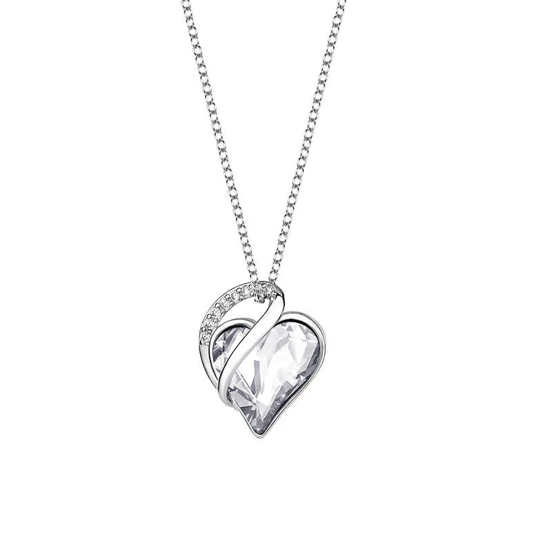 Stylish 3Sixty5 heart-shaped pendant necklace with sparkling crystals and elegant silver chain