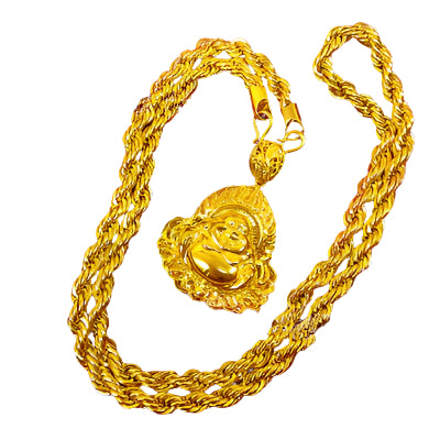 Hemp gold necklace with a Buddha pendant and a twisted chain design for a stylish look