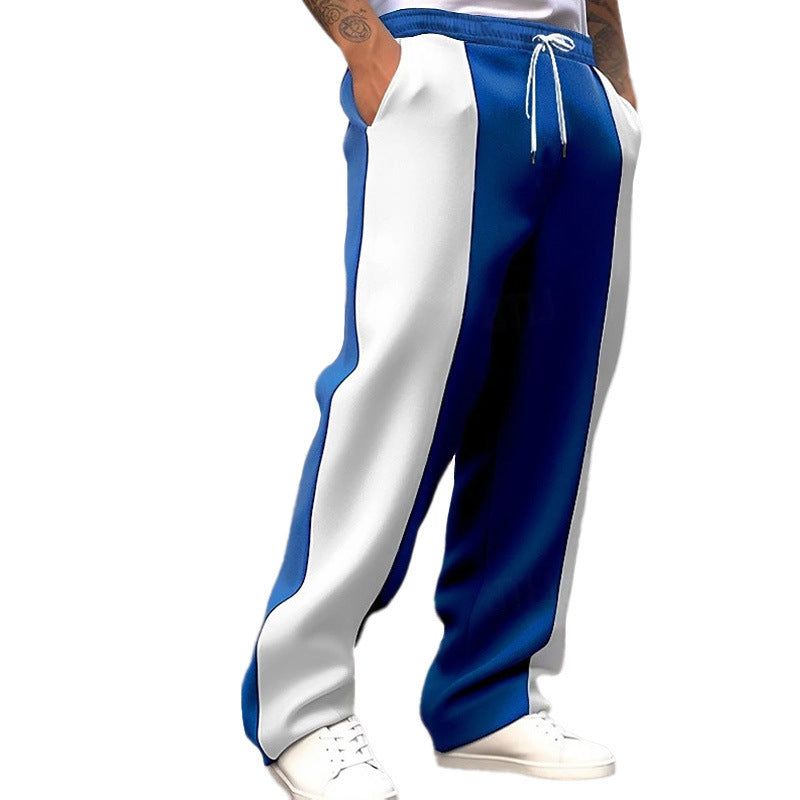 Stylish 3Sixty5 men's loose fit sportswear pants in blue and white with comfortable design for active lifestyle