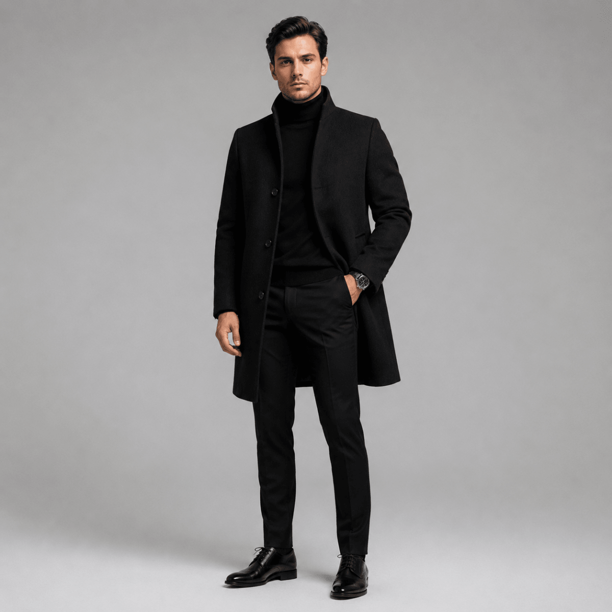 Modern Crest Mid-Length Coat for Men - Stylish 3Sixty5
