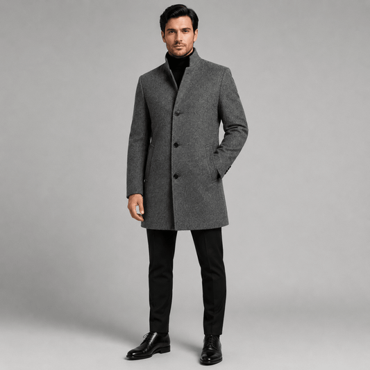 Modern Crest Mid-Length Coat for Men - Stylish 3Sixty5