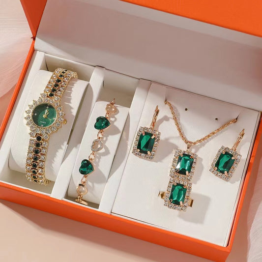 Stylish 3Sixty5 Jewelry Set featuring a Quartz Watch Ring Gift Box with elegant earrings and bracelet