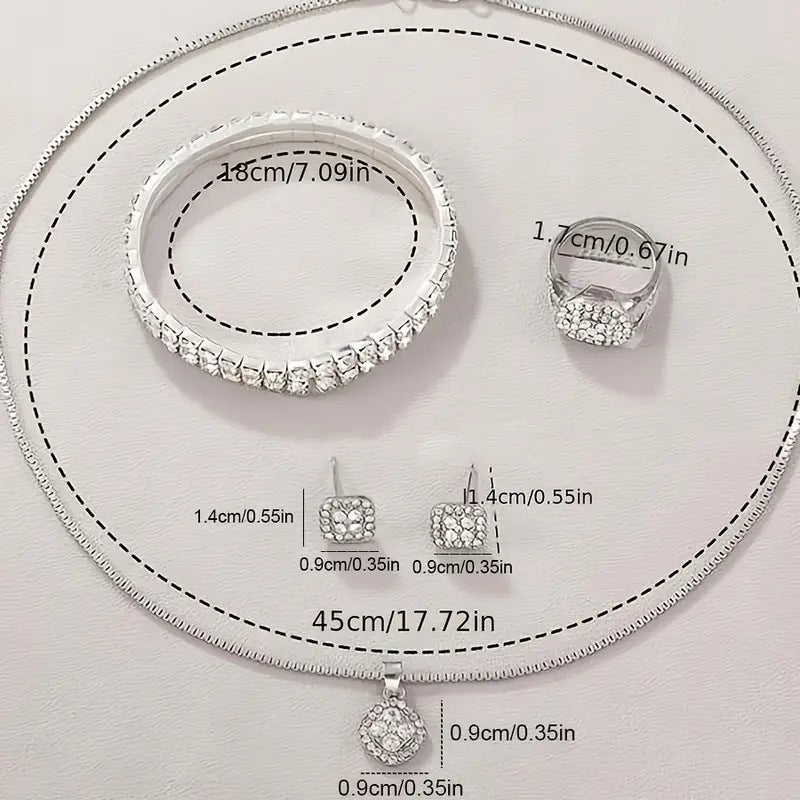 Stylish 3Sixty5 Jewelry Set featuring a Roman numeral watch for women, bracelet, earrings, and ring