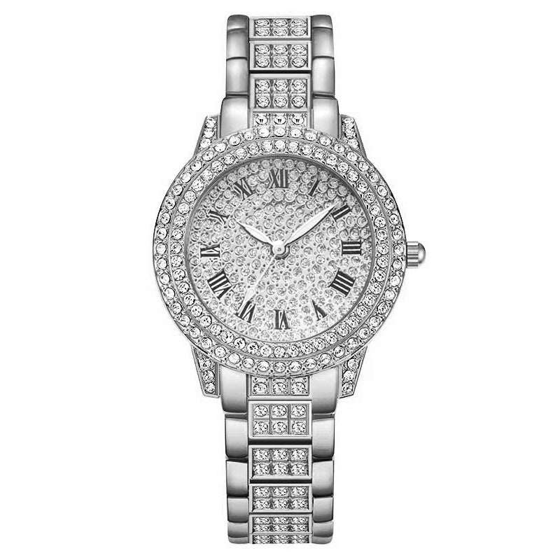 Stylish 3Sixty5 Roman numeral watch for women with silver tone and sparkling crystal accents