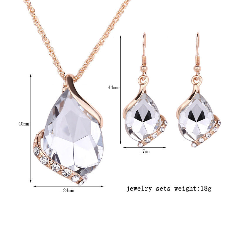 Stylish 3Sixty5 royal dewdrop jewelry set featuring a crystal pendant necklace and matching earrings