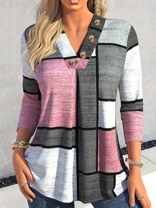 Stylish 3Sixty5 Women's Statement Knitwear Style Top with Colorful Geometric Pattern