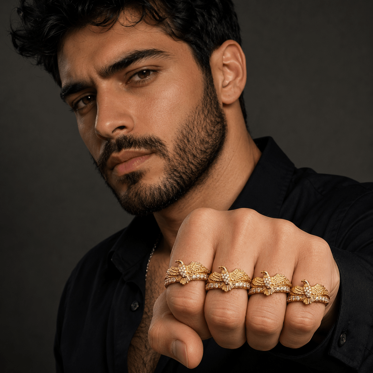 Golden Crest Eagle Ring - Stylish 3Sixty5