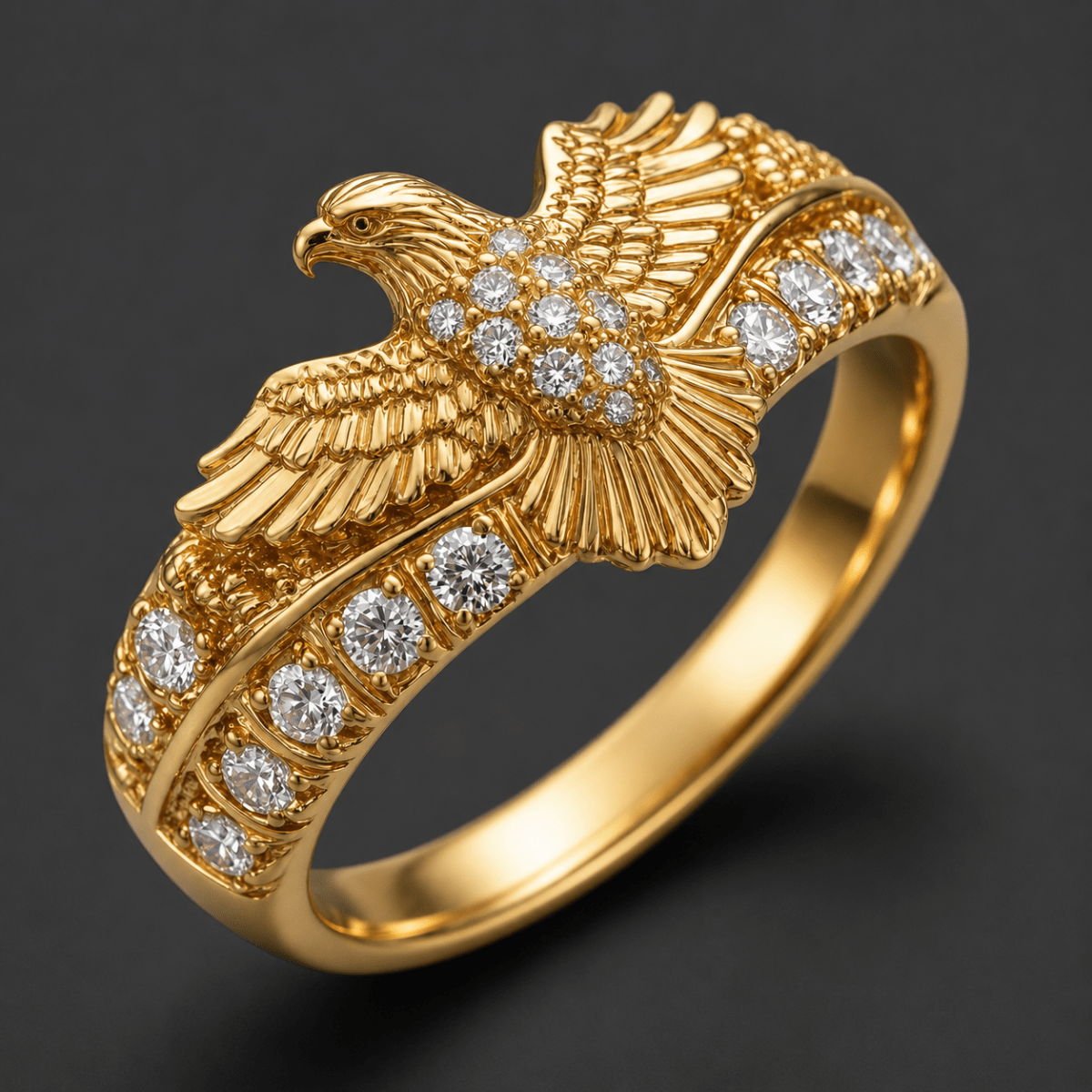 Golden Crest Eagle Ring - Stylish 3Sixty5
