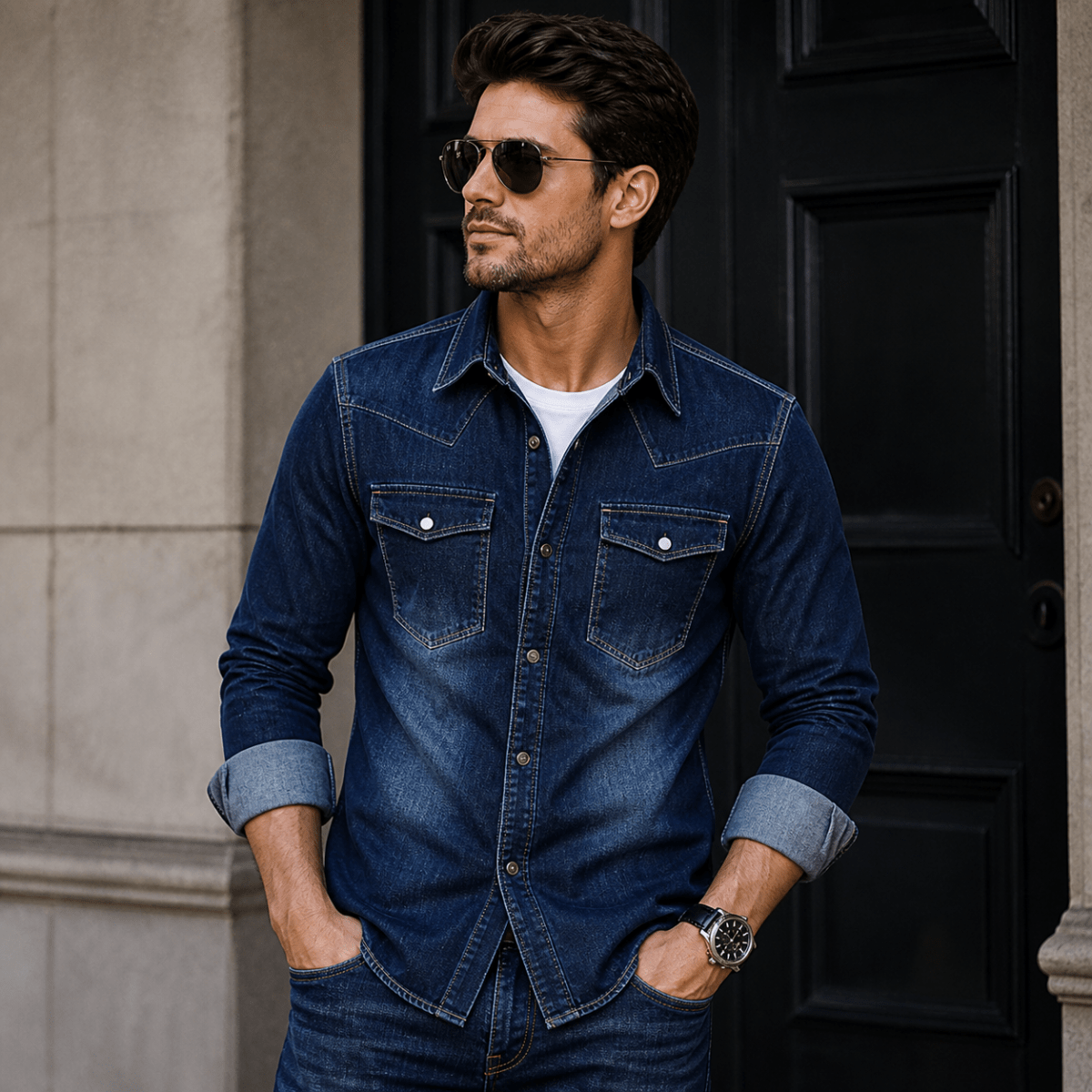 Men's Outland Denim Leisure Shirt - Stylish 3Sixty5