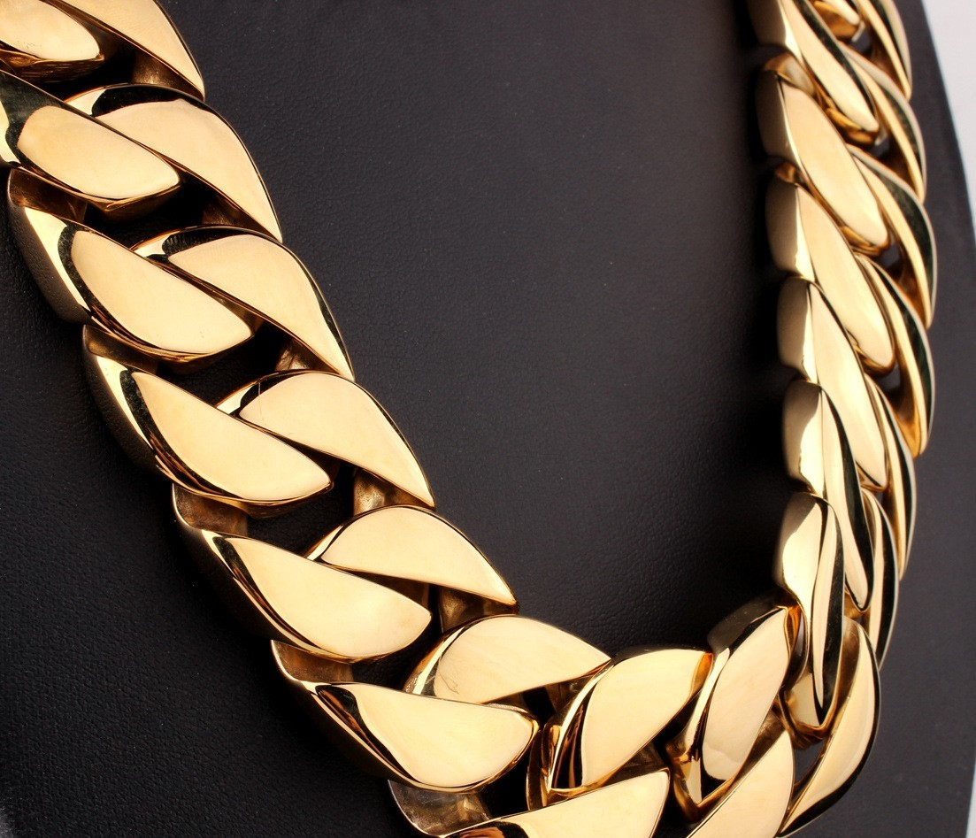 Stylish titanium necklace for men with a bold design and polished finish