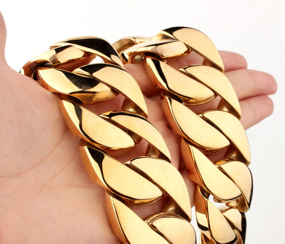 Stylish gold titanium necklace for men featuring a modern link design for a bold statement