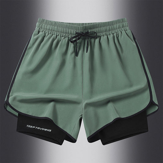 Stylish 3Sixty5 urban training shorts for men in green with inner lining and adjustable waistband
