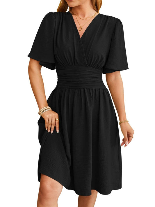 Velora Chic V - Neck Dress - Stylish 3Sixty5