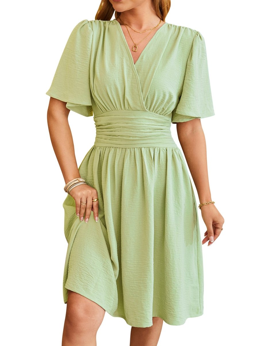 Velora Chic V - Neck Dress - Stylish 3Sixty5