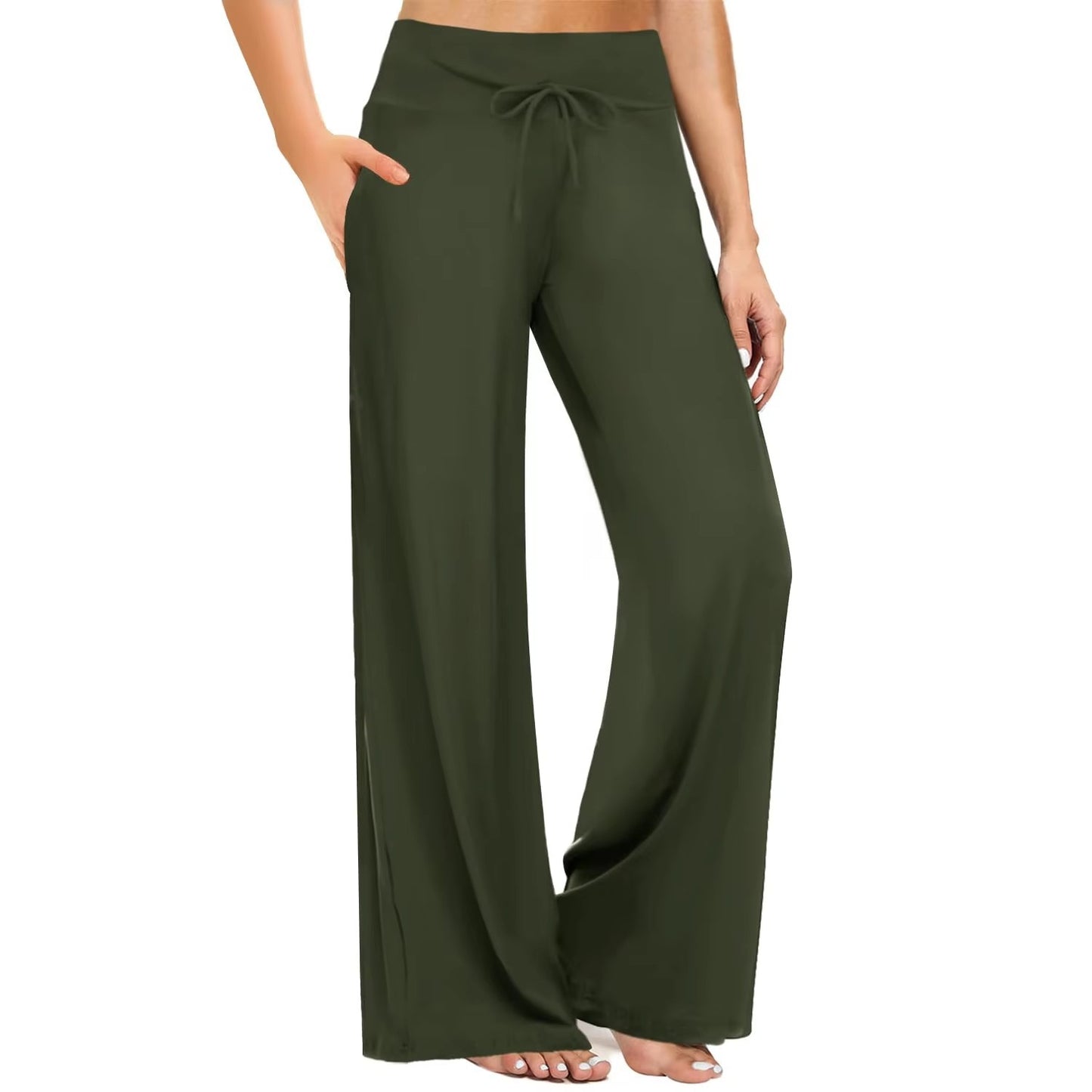 Stylish 3Sixty5 dreamy comfort pants in olive green, featuring a relaxed fit and drawstring waist