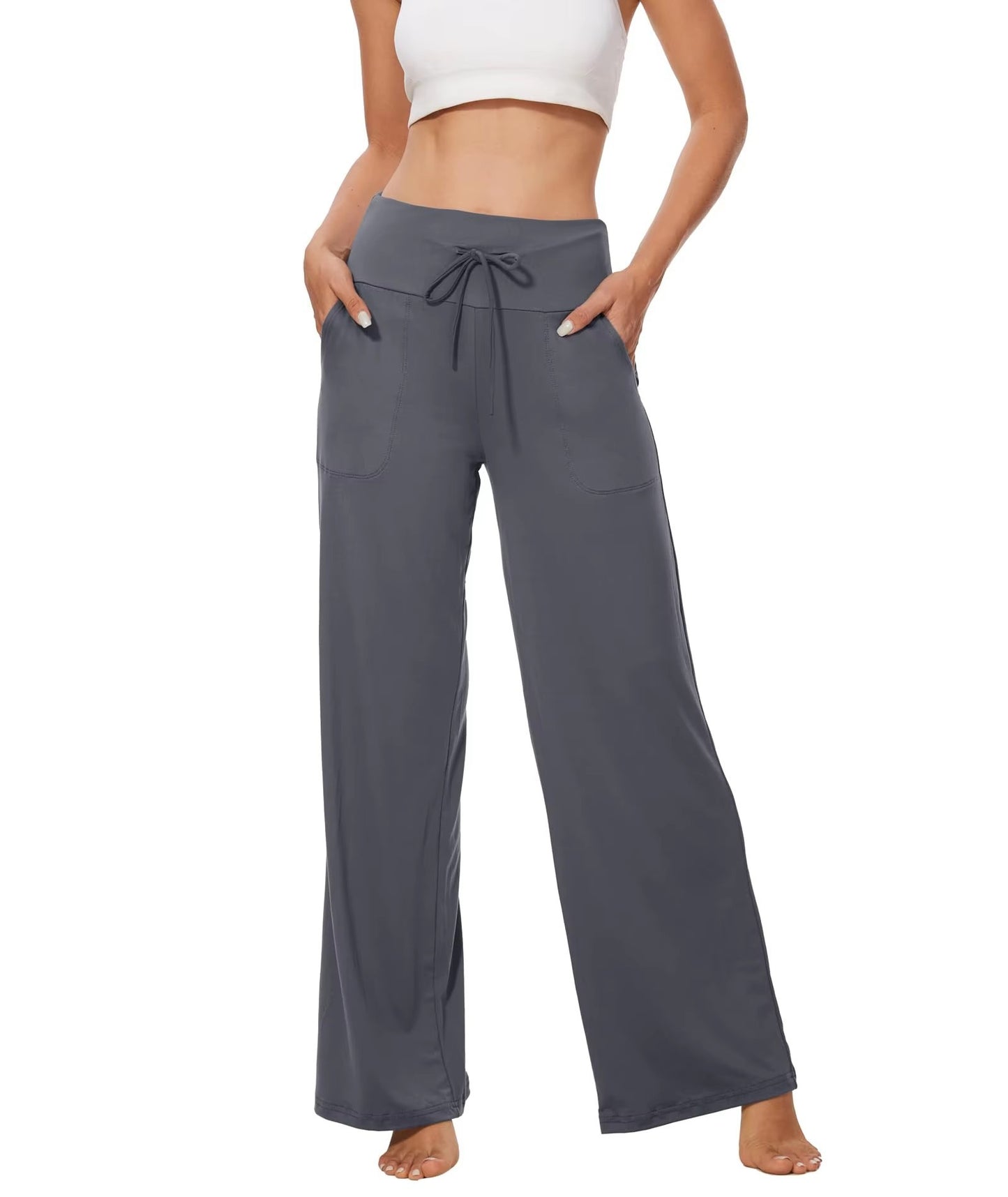Stylish 3Sixty5 dreamy comfort pants in gray with a drawstring waist and pockets for relaxed wear