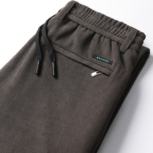 Stylish 3Sixty5 VintEdge pants for men in olive green with an elastic waistband and drawstring